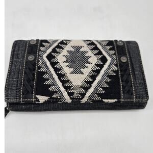 Montana West Boho Southwestern Aztec Style Woven Studded Leather Accent Wallet